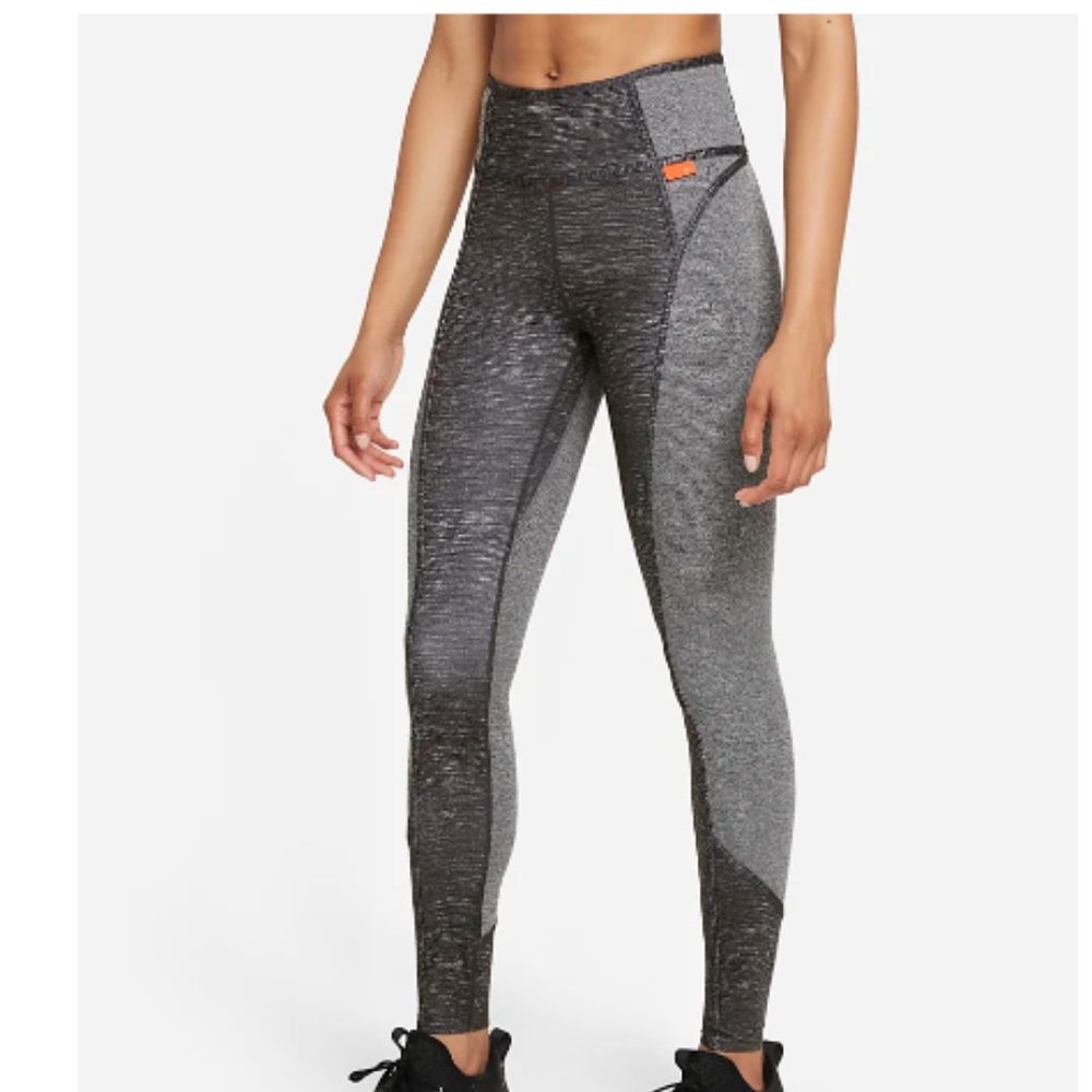 Womens Nike One Luxe Leggings Mid Rise Dri Fit Heathered Full Length  XL